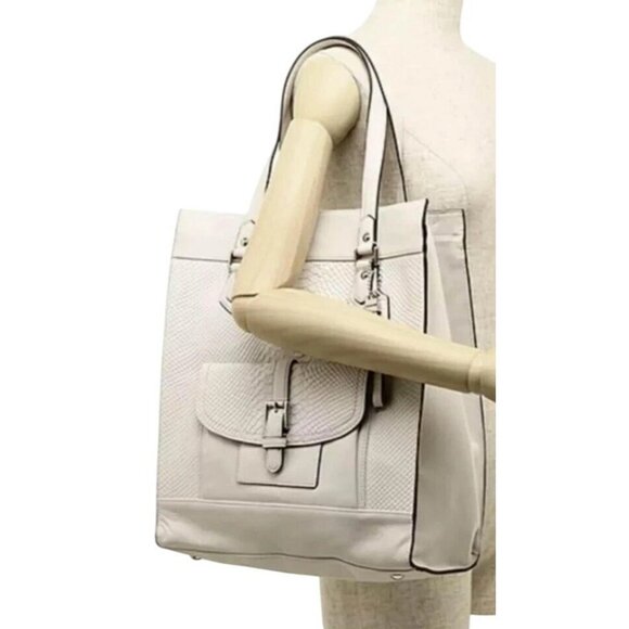 Coach 2014 Charlie Embossed Python Leather Large Tote Bag in Chalk White - Picture 11 of 16